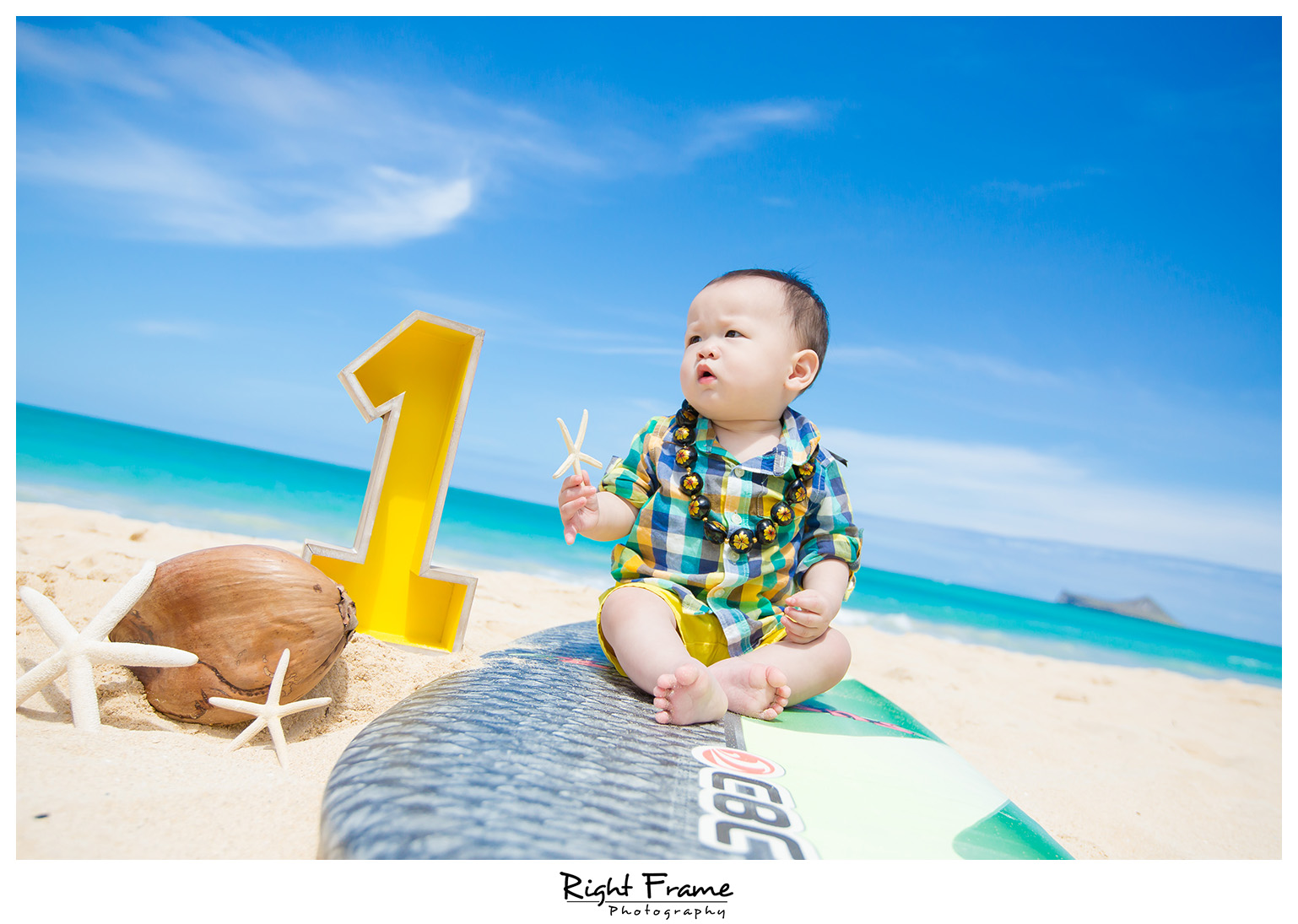First Birthday Beach Photo Shoot First Birthday Photography at Beach Oahu HI by RIGHT FRAME PHOTOGRAPHY