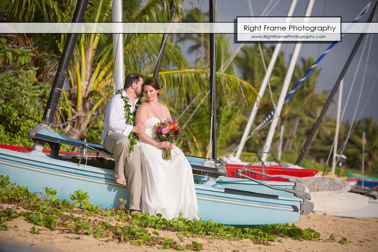 Sunrise Wedding at Lanikai Beach Oahu Hawaii by RIGHT FRAME PHOTOGRAPHY